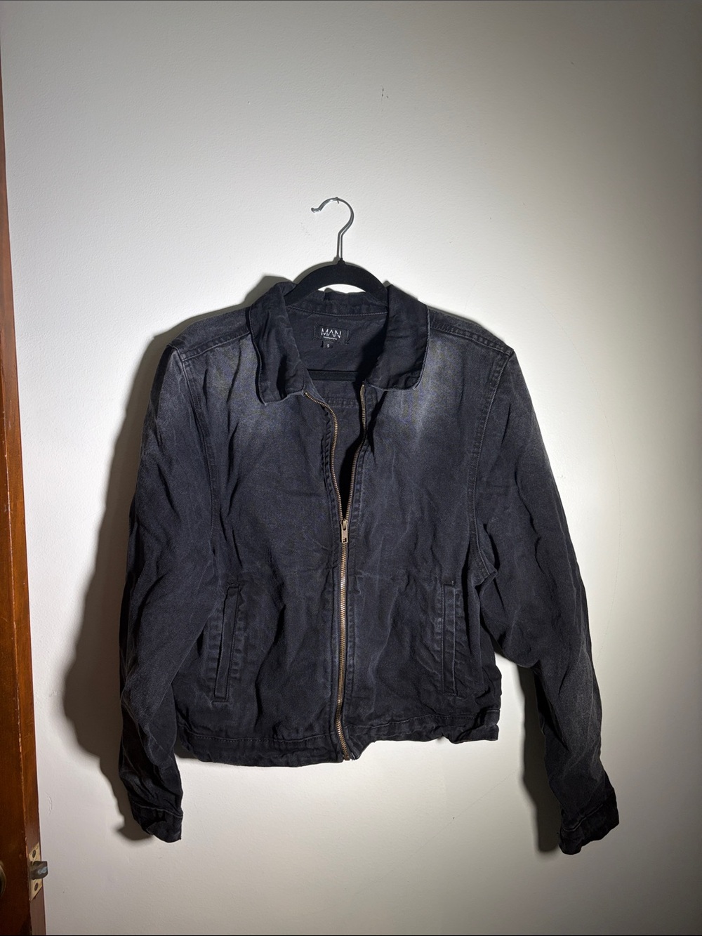 Boohoo Mens Black Washed Bomber Jacket